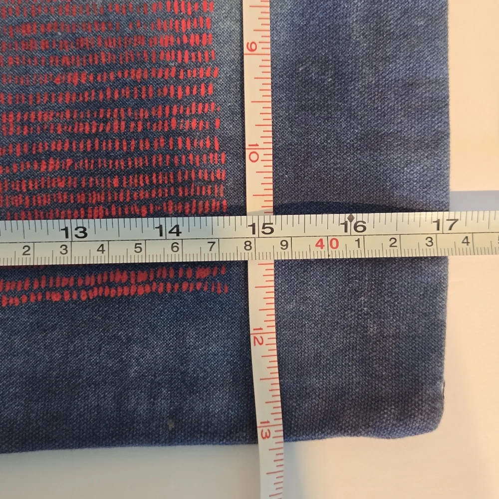 Anthropologie Blue Ombre Canvas Tote Distressed Red Abstract Graphic Bag